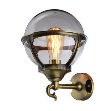 Elipta Globe Lantern - Solid Brass, Antique Lacquered Finish, Outdoor Wall Light